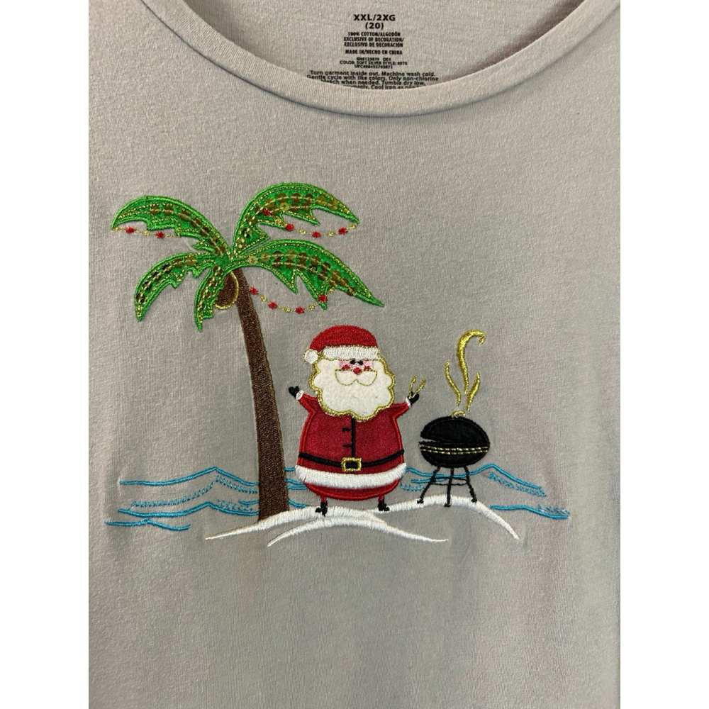 Beach Christmas Size XXL 20 Shirt Top Holidays Santa, BBQ, Palm Trees Waves EUC